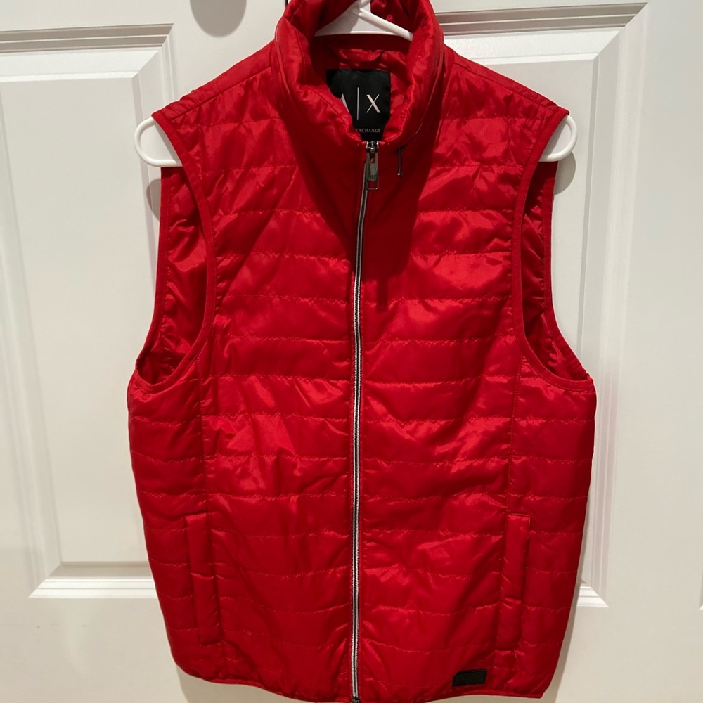 Armani Exchange Red Vest with Hood NWOT 🔥